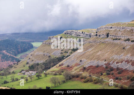 Die Kalkfelsen der Eglwyseg in der Nähe von Llangollen, Denbighshire, North Wales, UK Stockfoto