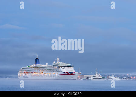 MS Aurora cruiseship, winter Kreuzfahrt im Norden von Norwegen, Alta Stockfoto