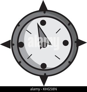 Graustufen Kompass Objekt in Karte Richtung Vector Illustration zu reisen Stock Vektor