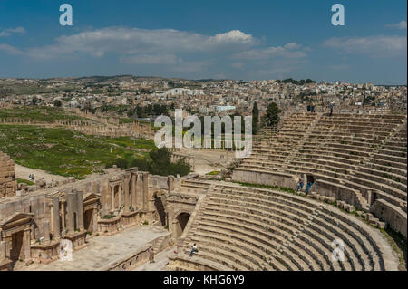 Süden Theater, Jerash, Jordanien, Naher Osten Stockfoto