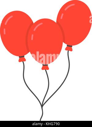 Red Balloon Symbol mit Seil Stock Vektor