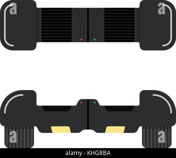 Vordere und obere Ansicht schwarz Hoverboard Stock Vektor
