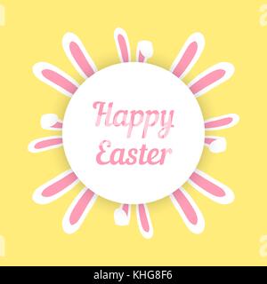 Frohe Ostern mit den Ohren um den Kreis Stock Vektor