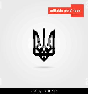 Schwarze Pixel Kunst ukrainischen Emblem Stock Vektor