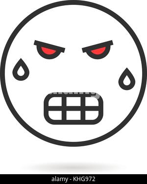 Frenzied dünne Linie Emoji Icons mit Schatten Stock Vektor