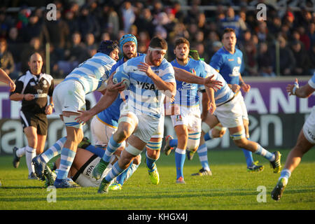 Firenze, Italien. 18. November 2017. Argentiniens flanker Marcos Kremer trägt den Ball in der Internationalen november Test Match zwischen Italien und Argentinien. Massimiliano Carnabuci/Alamy leben Nachrichten Stockfoto