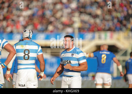 Firenze, Italien. 18. November 2017. Argentiniens Kapitän Agustin Creevy schuld an seine Spieler in der Internationalen november Test Match zwischen Italien und Argentinien. Massimiliano Carnabuci/Alamy leben Nachrichten Stockfoto