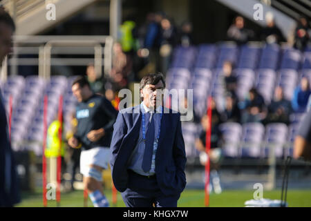 Firenze, Italien. 18. November 2017. Argentiniens Trainer Daniel Hourcade sieht auf seine Spieler in der Internationalen november Test Match zwischen Italien und Argentinien. Massimiliano Carnabuci/Alamy leben Nachrichten Stockfoto