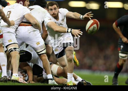 Cardiff, Großbritannien. 18 Nov, 2017. vasil lobzhandidze von Georgien in Aktion. Wales v Georgia, unter Rüstung Serie Herbst internationale Rugby Spiel im Fürstentum Stadium in Cardiff, Wales, Großbritannien am Samstag, den 18. November 2017. pic von der Credit: Andrew Obstgarten/alamy leben Nachrichten Stockfoto