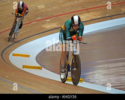 Aktion bei den Frauen Titel Pursuit heizt am britischen Universitäten und Colleges Sport Track Meisterschaften 2017 Stockfoto