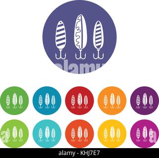Kunststoff Fischen lure set Symbole Stock Vektor