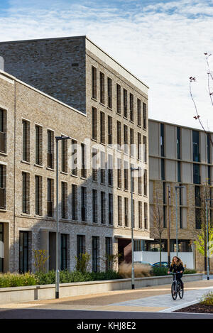 Neuer Stadtteil von Eddington bietet Studenten & Key Worker Unterkunft wird von Grund auf in Nord West Cambridge gebaut. Cambridgeshire, Großbritannien. Stockfoto