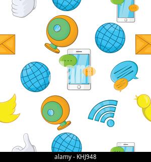 Die Kommunikation über Internet Muster, Cartoon Stil Stock Vektor