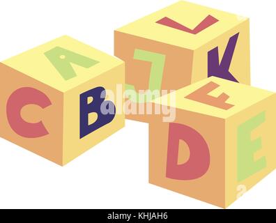 Alphabet Würfel Spielzeug Symbol, Cartoon Stil Stock Vektor