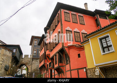 Äußere des renovierten nedkovich Haus (Museum) Plovdiv, Bulgarien Stockfoto