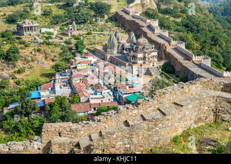 Blick auf einen Teil der Wand Kumbhalgarh Stockfoto