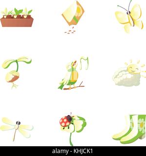 Frühling Symbole, Cartoon Stil Stock Vektor
