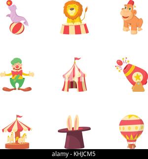 Zirkus leistung Symbole, Cartoon Stil Stock Vektor