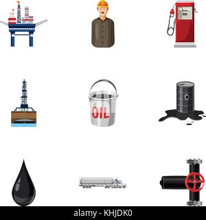 Die Ölproduktion Symbole, Cartoon Stil Stock Vektor