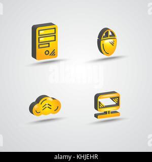 Dreidimensionale Computertechnologie Icon Set Stock Vektor