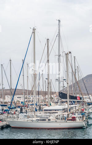 Freizeitaktivitäten Port, Port, Sport, Angeln, Port in Caleta del Sebo, La Graciosa, Kanarische Inseln, Spanien Stockfoto