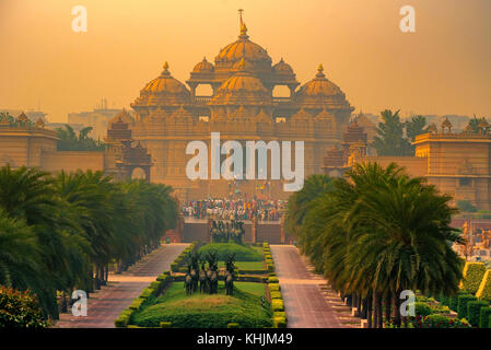 Fassade eines Akshardham Tempel in Neu Delhi, Indien Stockfoto