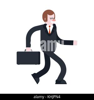 Geschäftsmann walking isoliert. Manager mit Fall geht zu arbeiten. Vector Illustration Stock Vektor