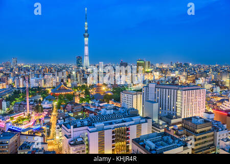 Tokio, Japan skyline über taito und Sumida warteten. Stockfoto