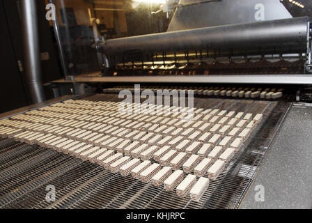 Kekse und Waffeln Produktion Factory Line Stockfoto