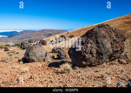 Lava accreation Kugeln im Nationalpark Teide, Teneriffa, Spanien Stockfoto