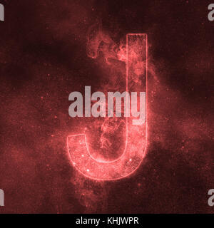 Buchstabe J alphabet Symbol. Platz Schreiben, Nachthimmel Schreiben. Stockfoto