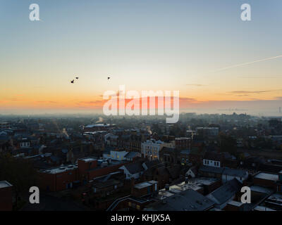 Leighton Buzzard sunrise - Luftbild Stockfoto