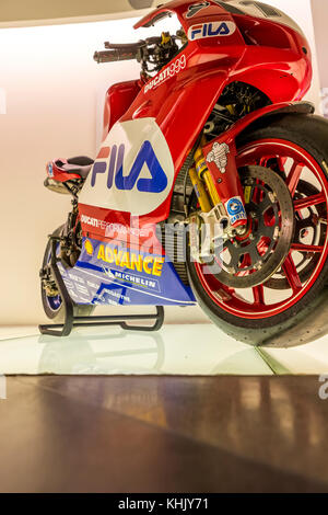 Berühmte Motorräder und Ducati Geschichte auf der factory Ducati Museum, Via Antonio Cavalieri Ducati, 3, 40056, Bologna Borgo Panigale BO, Italien Stockfoto