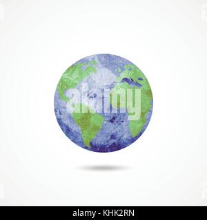 Aquarell Earth Globus auf Weiß Stock Vektor