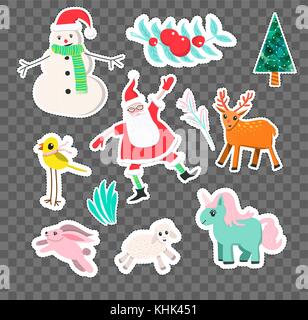Vektor Cartoon Stil weihnachten Aufkleber Stock Vektor