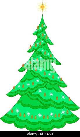 Weihnachten Tannenbaum mit Kranz Stock Vektor