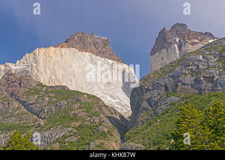 Cuerno del Paine im Abendlicht im Torres del Paine Nationalpark in Patagonien Chile Stockfoto
