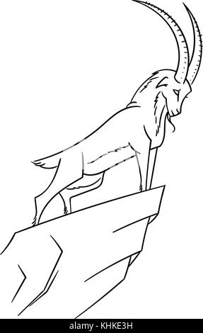 Vector Illustration mit Bergziege. klettern Tur Stock Vektor