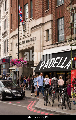 UK, London, Southwark, Borough High Street, 1930er Jahre, Art Déco-Borough Market Eingang und Padella Restaurant Stockfoto