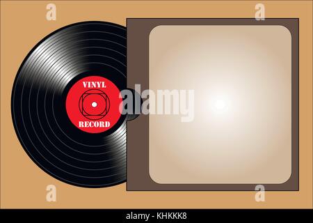 Vintage Vinyl Platten mit Deckel. realistische vinyl Design. Vector Illustration. Stock Vektor