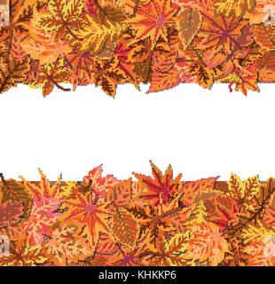Vektor herbst Karte, laden ein, plakatgestaltung: Aquarell Stil, Ahorn, Kastanie rot orange Farbe Blatt Grenze. natürliche Wald Laub Banner, decorativ Stock Vektor