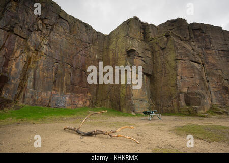 Klettern Veranstaltungsort hobson Moor Steinbruch, stalybridge, Tameside, Greater Manchester Stockfoto