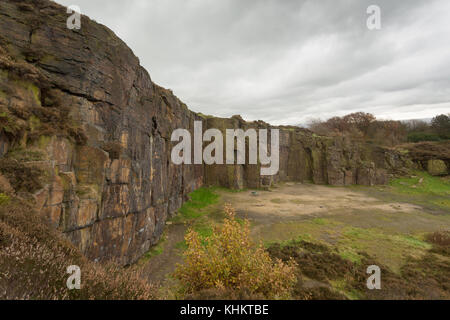 Klettern Veranstaltungsort hobson Moor Steinbruch, stalybridge, Tameside, Greater Manchester Stockfoto