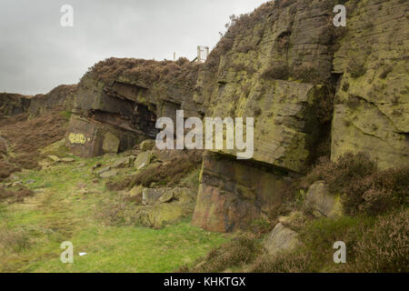 Klettern Veranstaltungsort hobson Moor Steinbruch, stalybridge, Tameside, Greater Manchester Stockfoto