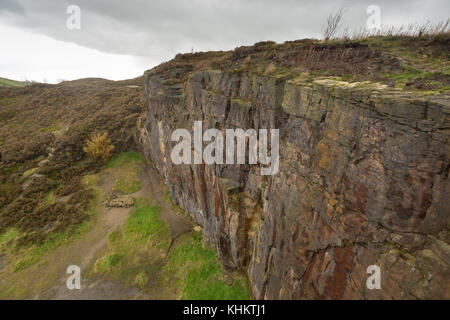 Klettern Veranstaltungsort hobson Moor Steinbruch, stalybridge, Tameside, Greater Manchester Stockfoto