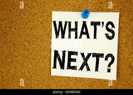 Handschrift Text Inspiration zeigt die nächste Idee Bedeutung Was ist die nächste Verbesserung der Selbstentwicklung auf Haftnotiz geschrieben, Erinnerung i Stockfoto