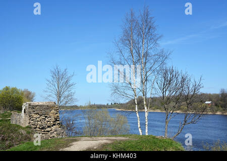 Ruinen der alten Festung in Staraja Ladoga Stadt, Russland Stockfoto