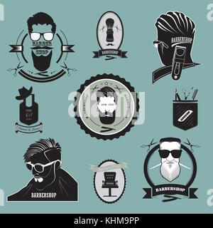 Eine Reihe von Friseursalons logos Stock Vektor