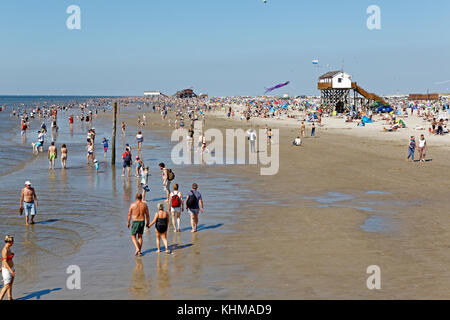 Strand, St Peter Ording, Nordfriesland, Schleswig-Holstein, Deutschland, Stockfoto