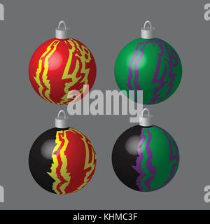 Dekorative Kugeln für den Weihnachtsbaum ausgelöscht Stock Vektor